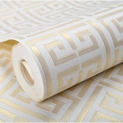 Aminah Deco, Greek Key Shimmer Wallpaper - Lot 435