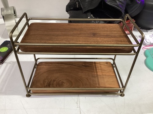 Tired Wood & and Brass Rectangular Serving Stand - Lot 544