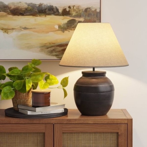 Large Ceramic Table Lamp Black( shade is different than stock image) - Lot 574