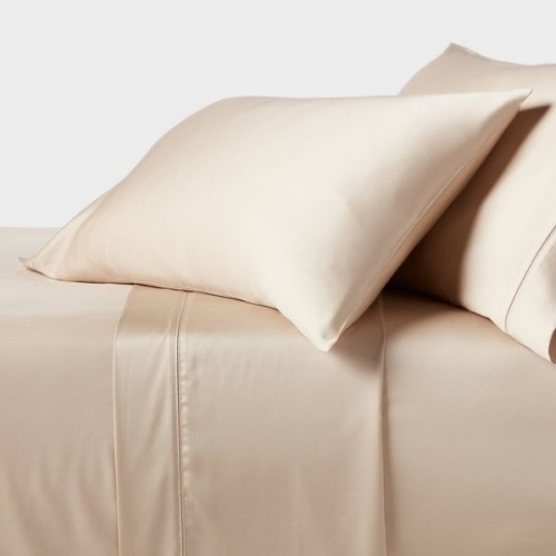 320 Thread Count Cool TENCEL Lyocell Sheet Set-Threshold Twin/TwinXL true khaki color - Lot 602