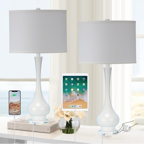 Table Lamp for Living Room Set of 2,30" Tall Bedside Farmhouse Lamps,Bedroom Nightstand Lamps - Lot 2651