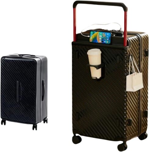 Carry On Luggage 20In Wide Handle with 360 Spinner Wheels, USB & Type C Port, Cup Holder & TSA Lock, Hard Case Luggage, Hardshell Travel Suitcase for Men Women - Lot 2691