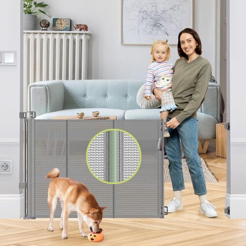 Reinforced 55" Wide Retractable Dog Gate - Lot 2699