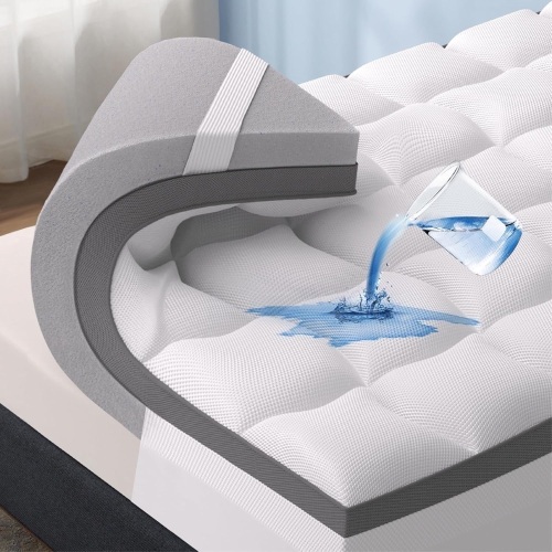 Bedsure 4 Inch Memory Foam Mattress Topper King Size, Dual Layer 2.5 Inch Gel Memory Foam & 800 GSM Waterproof Pillow Top Cooling Mattress Pad with 8-21 Inch Deep Pocket (King, 78x80 Inches) - Lot 2819