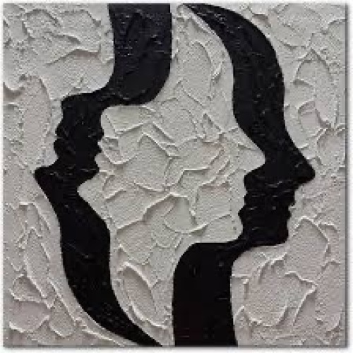 Hand Painted Black and White Wall Art 24x24 - Lot 2826