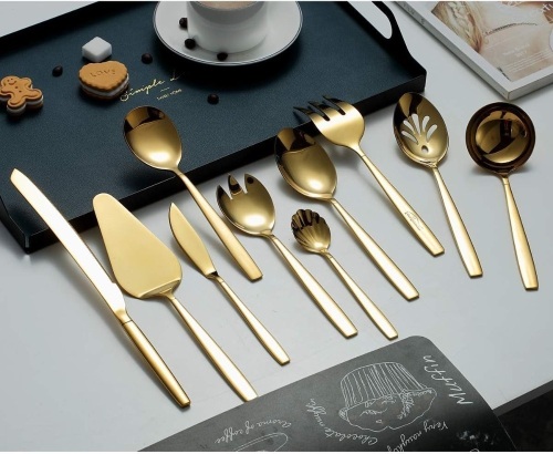 gold flatware serving set 10pcs - Lot 2873