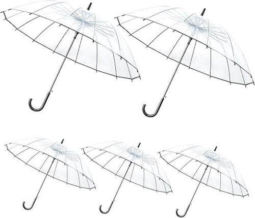 47 Inch Clear Bubble Umbrella, Automatic Open Umbrellas for Rain, 5-Pack - Lot 2885
