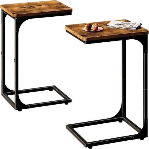 QEEIG C Table Side Table Set of 2 Living Room Sets C Shaped Couch Tray End Tables Farmhouse - Lot 2910