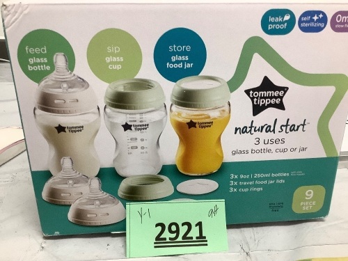 Tommee Tippee Natural Start 3 Uses Glass Baby Bottle,Cup or Jar Set - Lot 2921