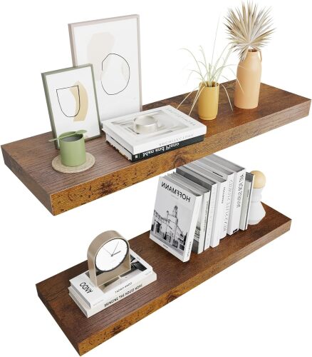 Colima 24" Modern Wood Floating Shelves, 2-Pack - Lot 2940