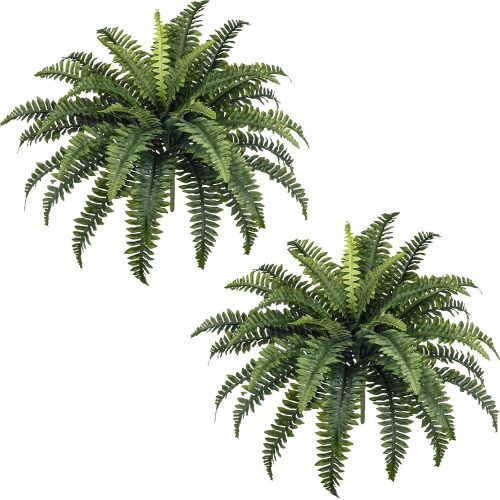 35" Ferns Artificial Bush Plants Large, 2 Artificial Boston Ferns with 39 Fronds for Outdoors Home Decor - Lot 2952