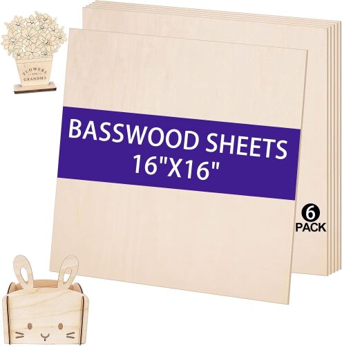 6 Pack Basswood Sheets for Crafts, 16 x 16 Inch - Lot 2960