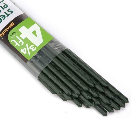 Mininfa Plastic Coated Metal Garden Stakes 57 Inch (Approx 5 FEET), Steel Plant Stakes Supports Climbing for Tomatoes, Trees, Beans, 25 Pack - Lot 2983