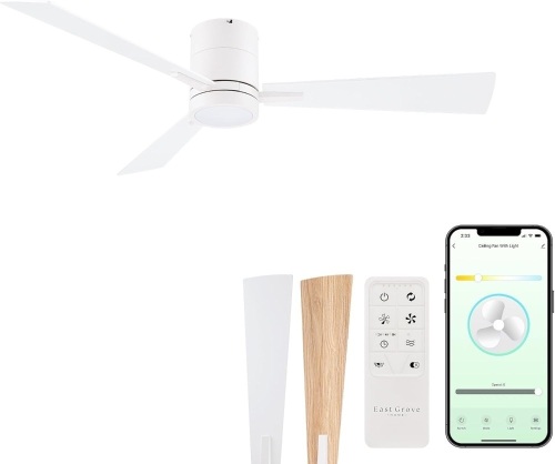 Bali Smart 3-Blade 42in Flush Mount Fan 2700K-6000K CCT Selectable LED Light Kit with Remote Control - Lot 2995