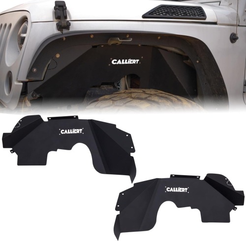 CALLIERT Aluminum Front Inner Fender Liners Wheel Well Liners Compatible with 2007-2018 Jeep Wrangler JK & JKU 2/4 Doors, Bolt-on Wheel Liners Engine Protection, 2 PCS - Lot 3011