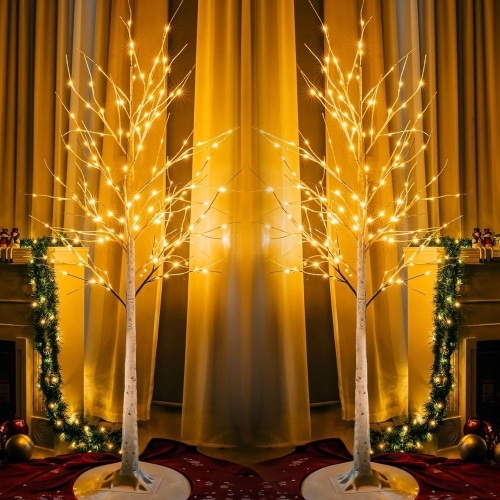Dazzle Bright Lighted Tree, 6 Ft Birch Tree with Fairy Lights for Decoration Inside Outside, Birch Tree with 144 LED Lights for Christmas Holiday Wedding Home Room Decor, 2 Pack - Lot 3027