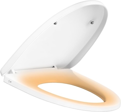 iliD Heated Toilet Seat, Elongated Three Levels of Seat Heating, 3D Curved Seat, Lid and Seat Soft Close, Light-sensitive Night Light, Easy Installation, IPX4 - Lot 3036