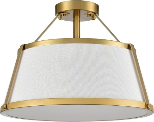 DANSEER Drum Ceiling Light Semi Flush Mount Gold Finish Dimmable LED for Bedroom Hallway Living Room Entry - Lot 3054