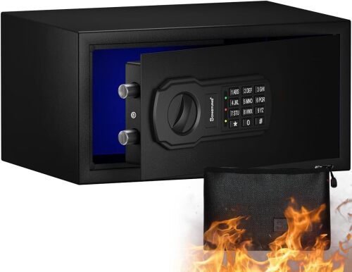 Fire Resistant Safe Box with Fireproof Waterproof Bag and Sensor Light - Lot 3078