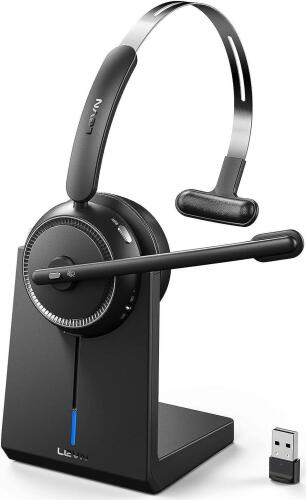 LEVN Wireless Headset for Work, Bluetooth Headset with Noise Canceling Microphone - Lot 3089