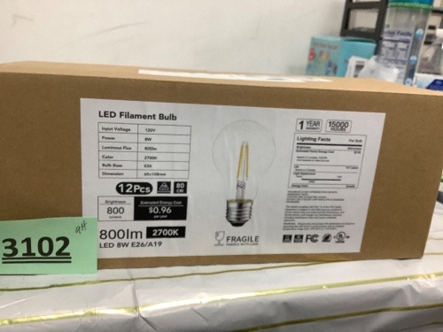 12 Pack A19 Vintage LED Edison Bulbs - Lot 3102