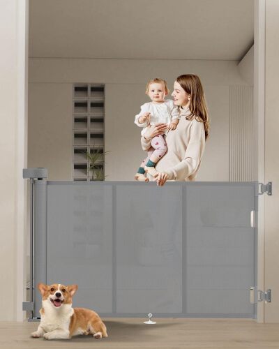 Upgrade 71" Retractable Baby Gates with Reinforced Strip Design to Preventy Crawling - Lot 3136