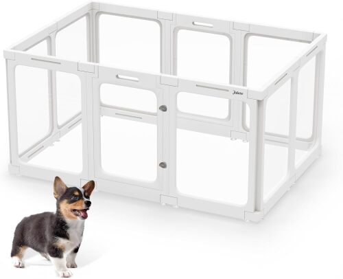 Acrylic Dog Playpen Indoor, 24“ H Plastic Pet Playpen with Door - Lot 3137