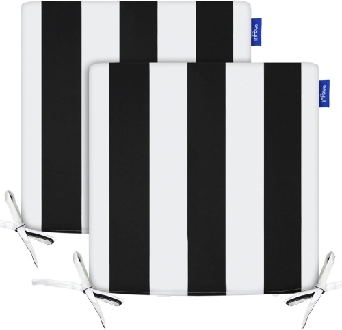 Indoor/Outdoor Chair Cushions Set of 2 Chair Pads Water Resistance Square Corner Outdoor Cushions for Patio Furniture - Patio Chair Cushions with Ties - Lot 3056