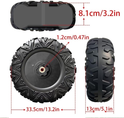2Pack 33CM/13'' PU Solid Rubber Tire for Power Wheels Ride - Lot 2886