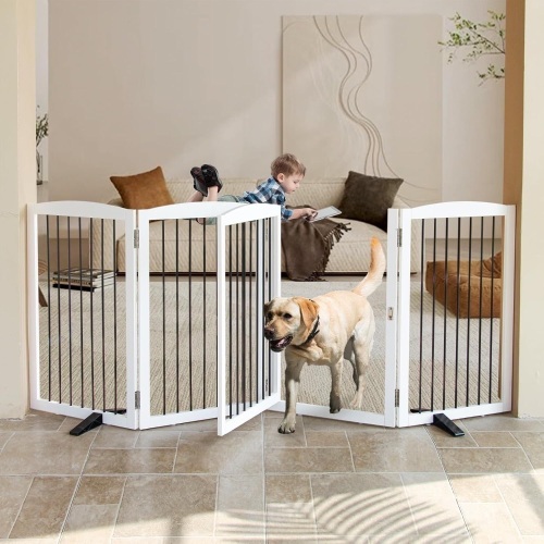 ZJSF Foldable Indoor Dog Door with Walk Through Door, Freestanding Pet Door for The House 32 in 4 panels - Lot 2929