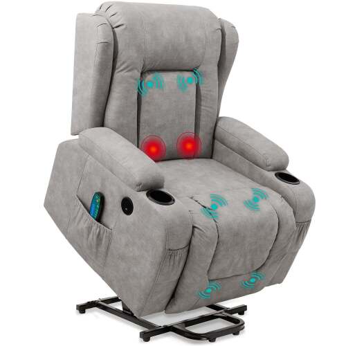 Electric Power Lift Recliner Massage Chair w/ Heat, USB Port, Cupholders - Lot 3288