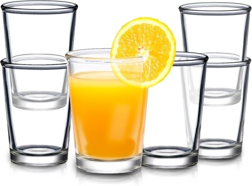 4oz Small Juice Glasses, Set of 6, Stackable Heavy Based Drinking Glasses, Kids Small Drinking Glassware for Orange Juice, Water, Milk, Coffee - Lot 3155