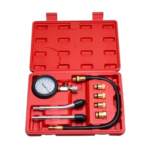 Cylinder Compression Tester Kit - Gasoline Engine Diagnostic Tool with 14mm & 18mm Adapters for Cars & Motorcycles, Durable Alloy Steel - Lot 3170