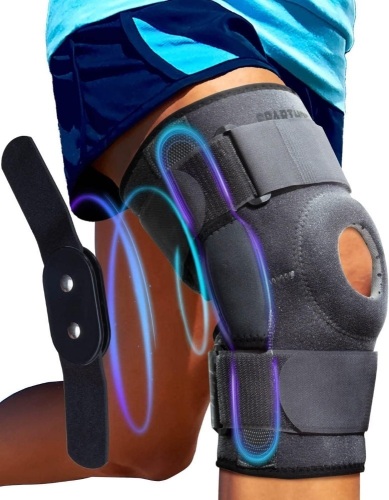 Sparthos Knee Brace - Relieves ACL, MCL, Meniscus Tear, Arthritis, Tendons Pain - Open Patella Design with Dual Hinges - Patellar Compression Support, Plus Size Fit - For Men and Women (XX-Large) - Lot 3177