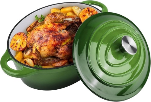 5.5 Quart Oval Enameled Cast Iron Dutch Oven Pot with Lid, Oven Safe up to 550° F & Dishwasher Safe, Sturdy Dutch Oven Cookware - Lot 3181