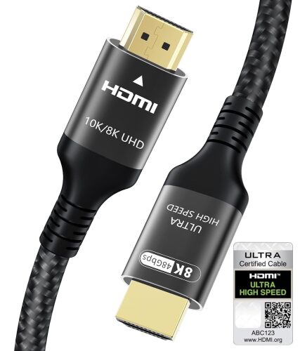 Certified 10K 8K HDMI 2.1 Cable 20 FT, 48Gbps Ultra High Speed HDMI Cable with Ethernet 4K 240Hz 165Hz 144Hz 120Hz 8K60Hz eARC HDCP2.3 HDR10+ PC Laptop TV Monitor Projector PS5 X-Box - Lot 3450