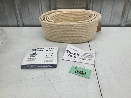 5 PACK WOVEN STORAGE BASKETS - Lot 3434