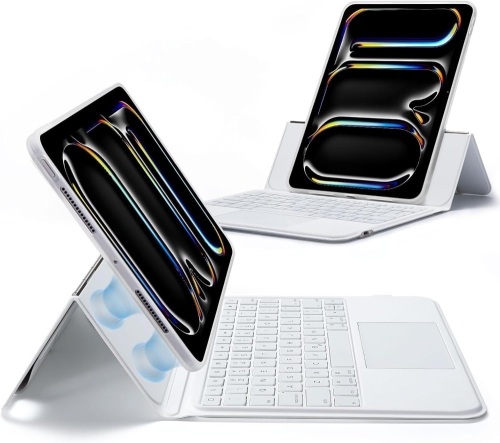 ESR Ascend for iPad Pro 11 Inch 2024(M4), iPad Pro 11(5th Gen) Keyboard Case with Trackpad, Magnetic Detachable Keyboard with Backlit Keys, Fully Landscape Stand, White - Lot 3198