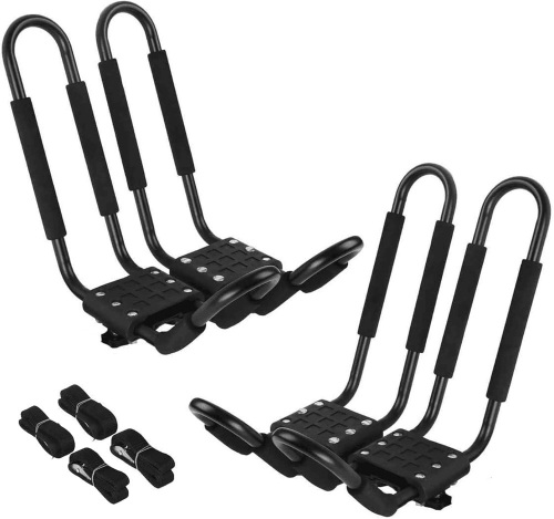 Kayak Roof Rack 2 Pairs J-Bar Carrier Holder for Canoe, SUV, Cars, Truck, Surf Ski, Car Top Mount Racks for Trip, Set of 4 - Lot 3199