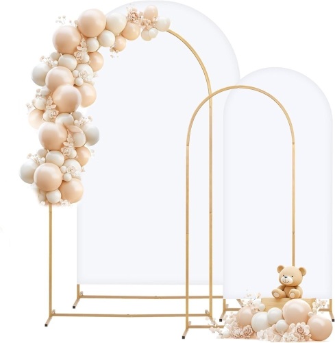 Metal Arch Backdrop Stand and Cover Set, 7.2FT, 6FT Party Backdrop, Easy to Assemble, Backdrop Stand for Parties, Birthday, Baby Showe - Lot 3206