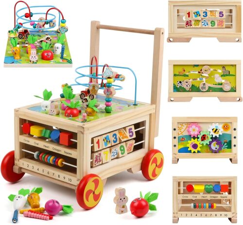 Wooden Activity Cube 7-in-1 Montessori Toy Multipurpose Educational Learning Toy - Lot 3479