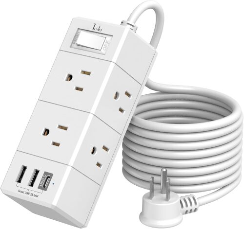 10Ft Extension Cord Flat Plug Power Strip - Lot 3470
