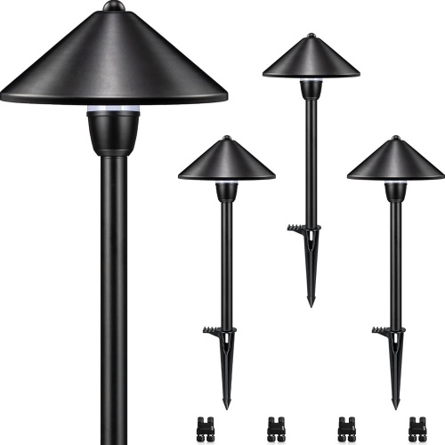 SUNVIE LED Low Voltage Pathway Lights 3W 3000K Pathway Lighting 12-24V Low Voltage Landscape Lights IP65 Waterproof Aluminum Landscape Path Lights for Yard Garden Walkway ETL Listed Cord, 4 Pack - Lot 3250