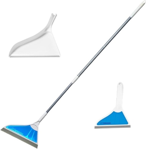 Helio Air Broom 3 Piece Kit All Surface Sweeper and Squeegee for Wet and Dry Cleaning Dust, Dirt, Liquids, Pet Hair, Tile, Hardwood Floors, Carpet, Furniture, Windows, Shower Doors As Seen on TV - Lot 3261