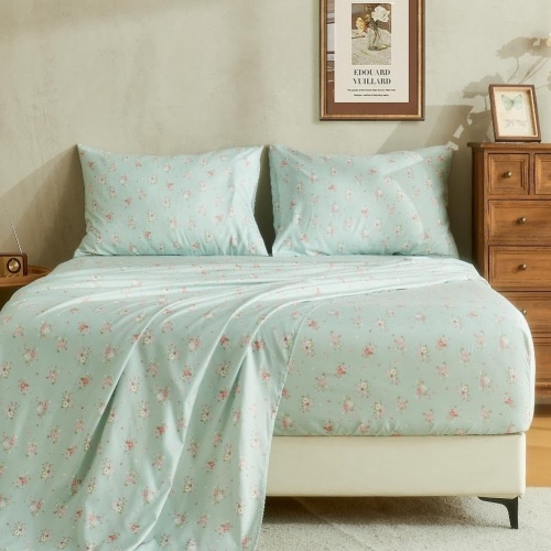 HYPREST Floral Sheets Queen, Soft Breathable Farmhouse 4pcs Bed Sheet Sets,18 inches deep Pocket Sheets - Lot 3400