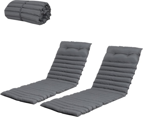 Chaise Lounge Cushions Outdoor Waterproof,Lounge Chair Cushion for Outdoor Furniture, Patio Foldable Chaise Cushions for Garden Pool 76 * 23inch(Gray, 2-Pcs Set) - Lot 3404