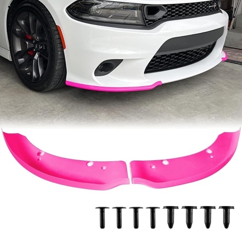 Front Bumper Lip Splitter Protector, Dodge Front Splitter Dedicated to 2015-2023 Dodge Charger Hellcat/SRT 392/Scat Pack/RT Scat Pack 2019-2023 Charger GT/RT (Pink) - Lot 3405