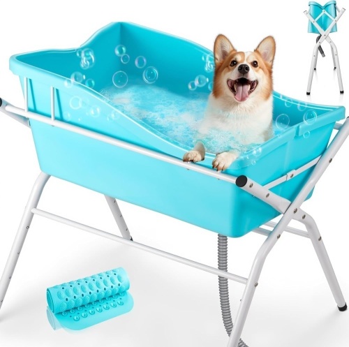 Dog Bath Tub, Dog Washing Station for Bathing and Grooming, 4 Levels Elevated Collapsible Portable Shower Bathtub for Small Dogs Cats Pet - Lot 3364