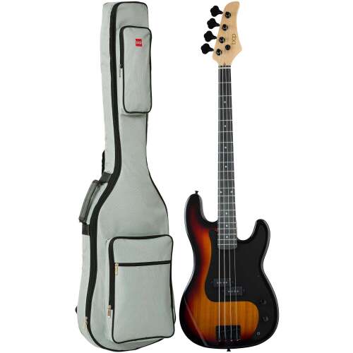 Full Size Beginner 4-String Electric Guitar Bass Guitar w/ Padded Case - Lot 3313