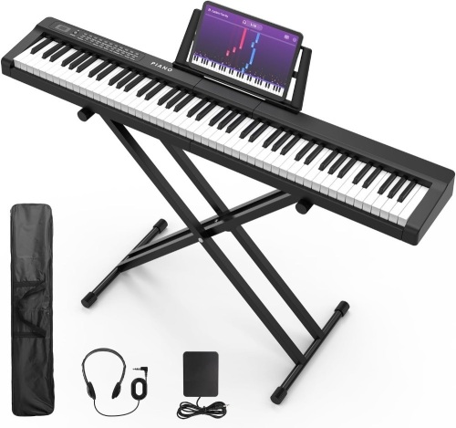 Digital Piano 88 Key Full Size Semi Weighted Electronic Keyboard Piano Set - Lot 3542